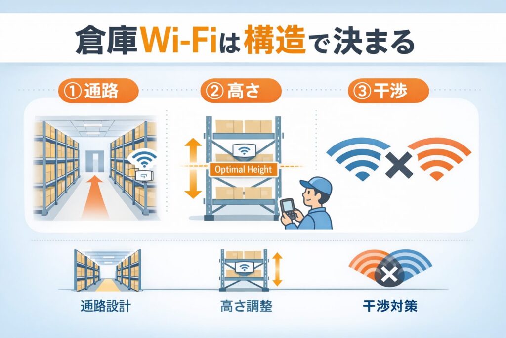 倉庫Wi-Fiは構造で決まる