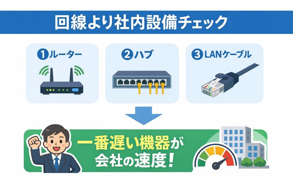 回線より社内設備チェック