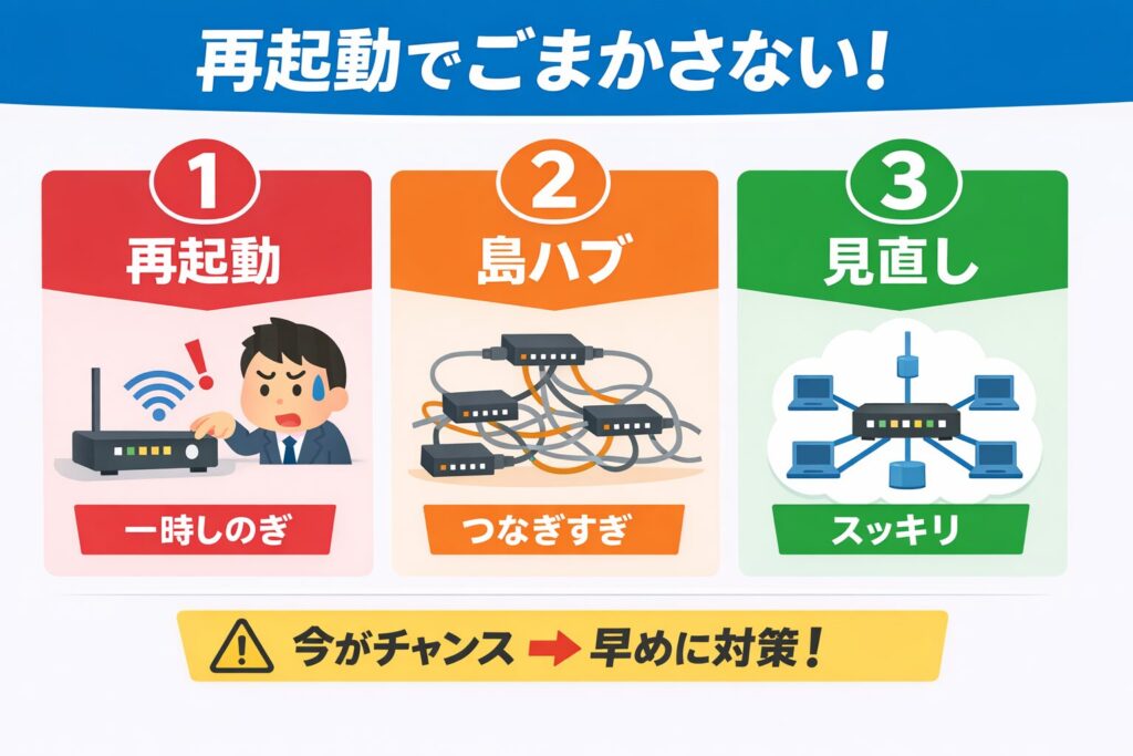 再起動でごまかさない