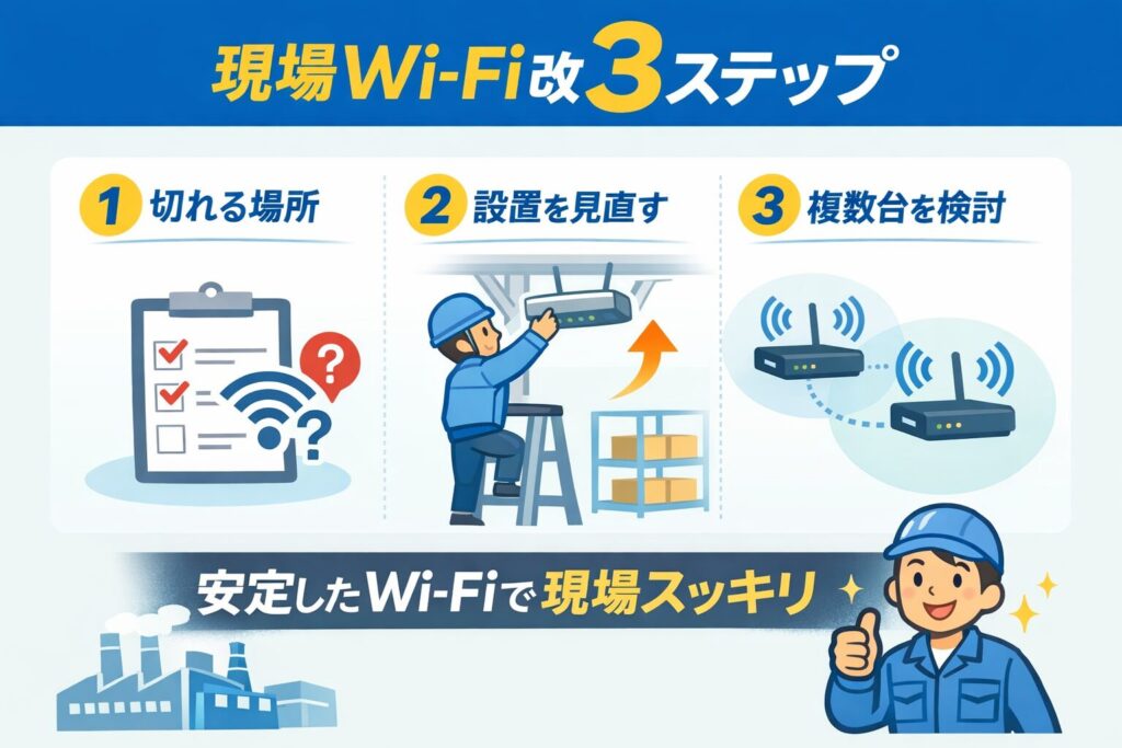 現場Wi-Fi改善３ステップ