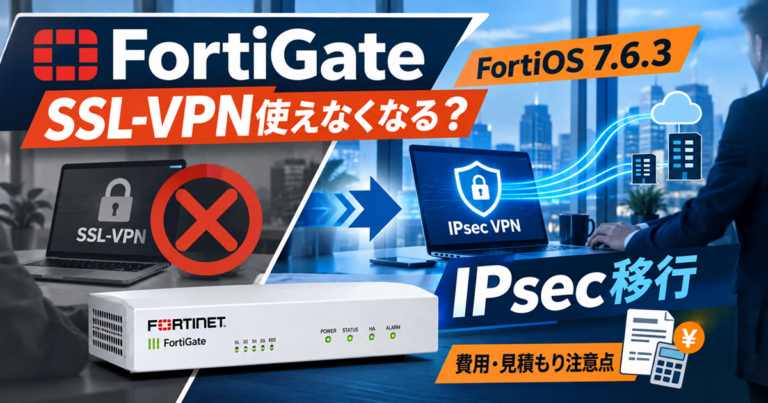 FortiGateのSSL-VPNが使えなくなる？【2026年】FortiOS 7.6.3以降のIPsec移行ガイド｜法人の費用・見積もりの注意点