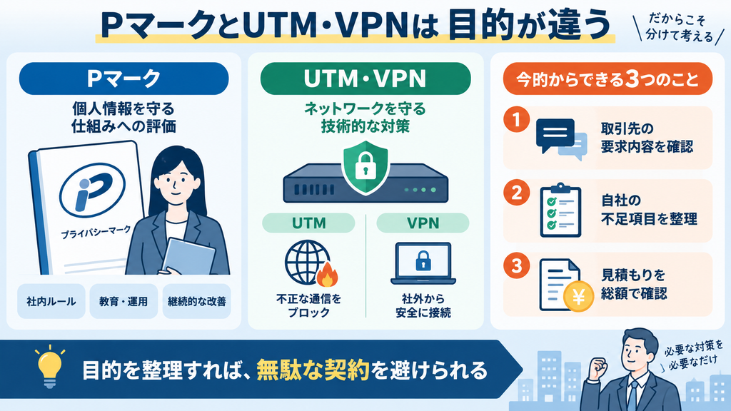 PマークとUTM・VPNの違い解説