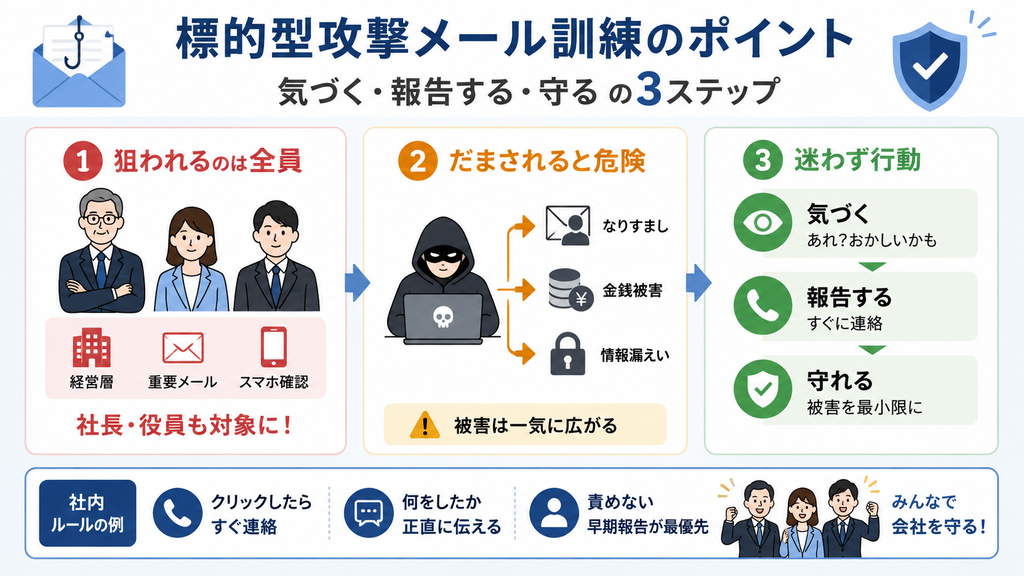 標的型攻撃メール訓練の3ステップ
